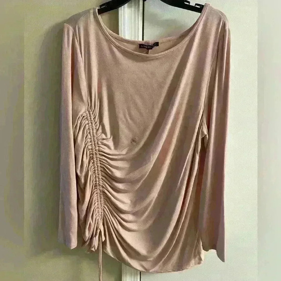 Lane Bryant tunic top pink long sleeve cinched side long line 18/20 NWOT - Picture 1 of 6